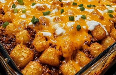 Chili Cheese Tater Tot Casserole