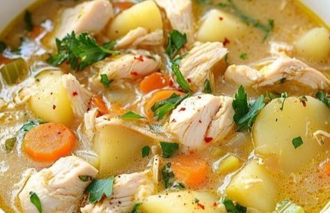 Comforting Chicken Health Soup with Potatoes