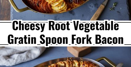 Cheesy Root Vegetable Gratin Spoon Fork Bacon