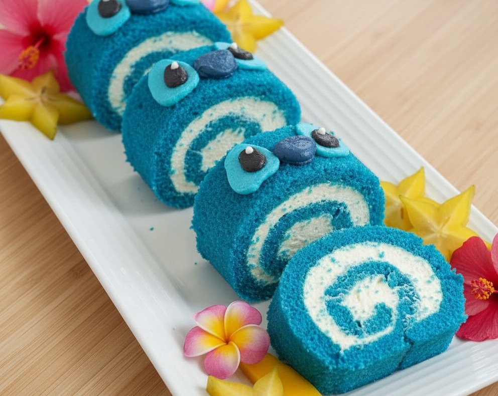 Cute Easy Blue Tropical Cake Roll