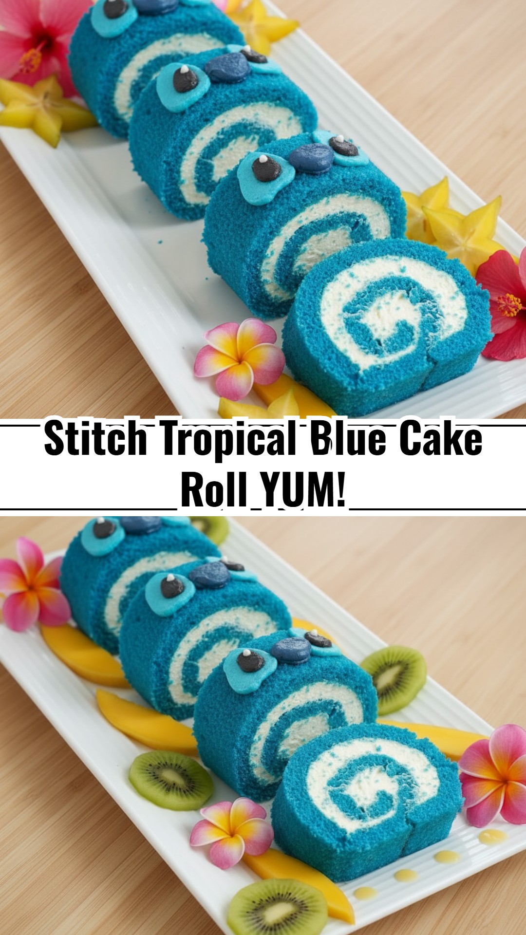 Cute Easy Blue Tropical Cake Roll