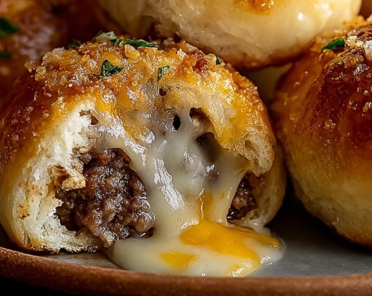 Delicious Easy Garlic Parmesan Cheeseburger Bombs Bites overview