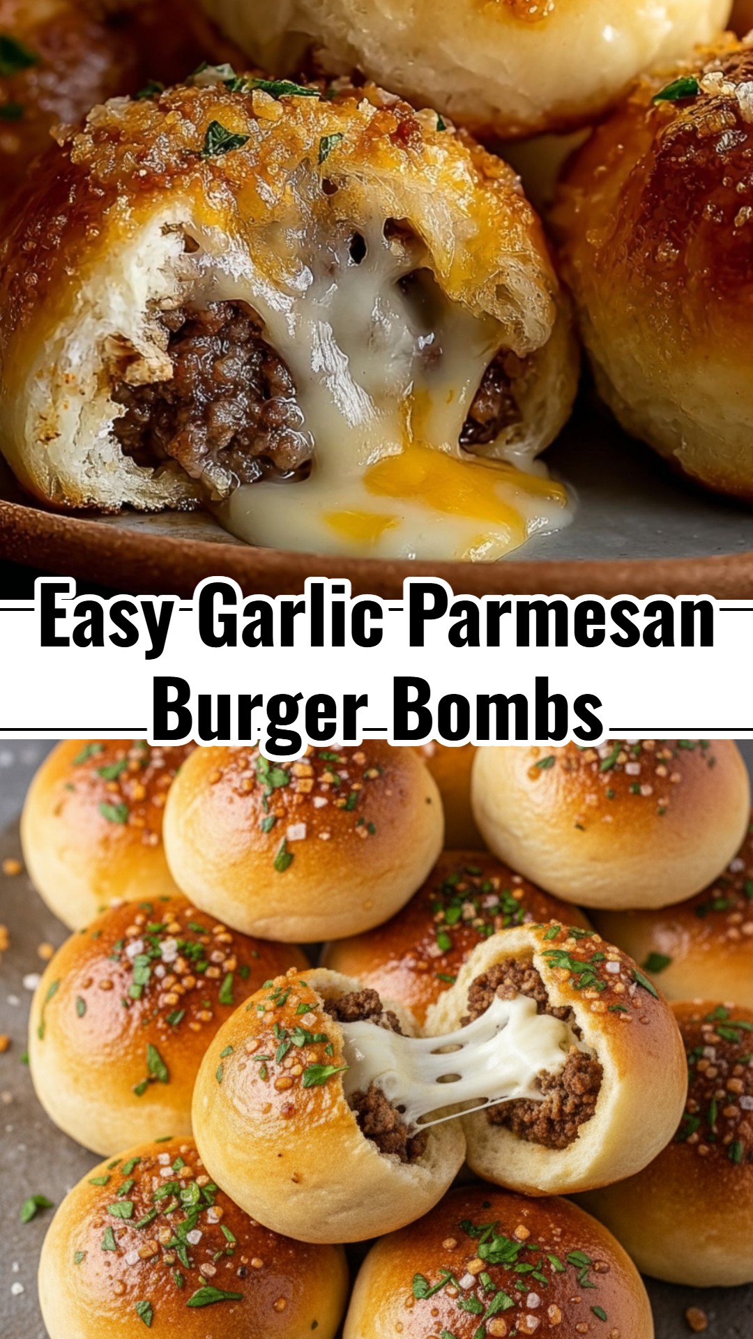 Delicious Easy Garlic Parmesan Cheeseburger Bombs Bites