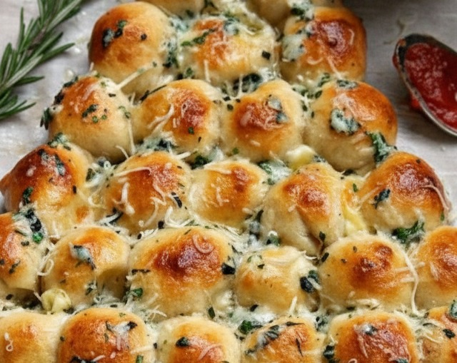 Easy Christmas Cheese Pull Apart Bread Tree Appetizer serving