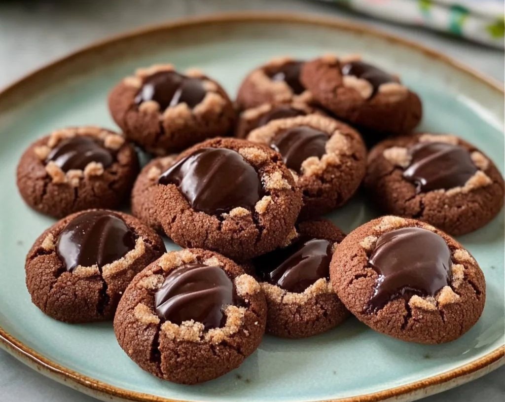 Easy Dark Chocolate Christmas Thumbprint Cookies Recipe overview