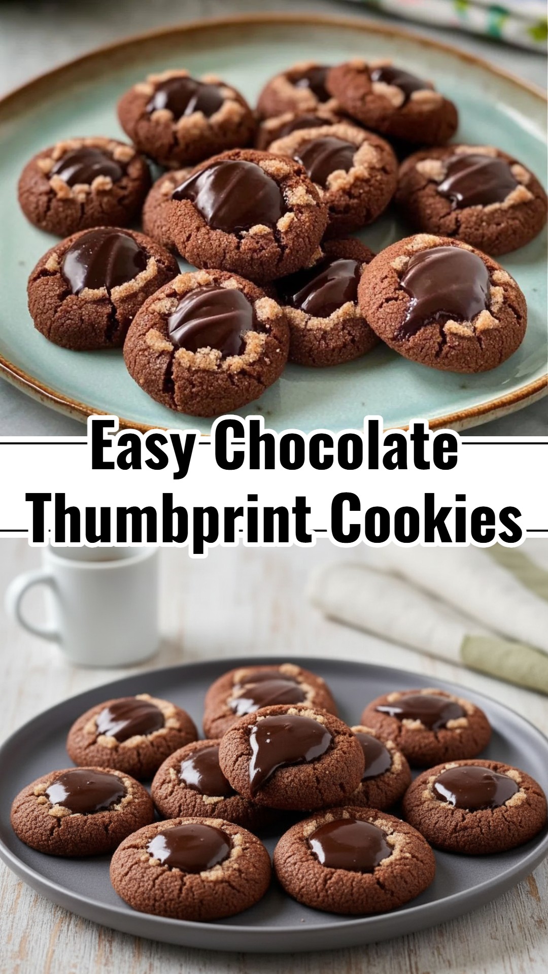 Easy Dark Chocolate Christmas Thumbprint Cookies Recipe