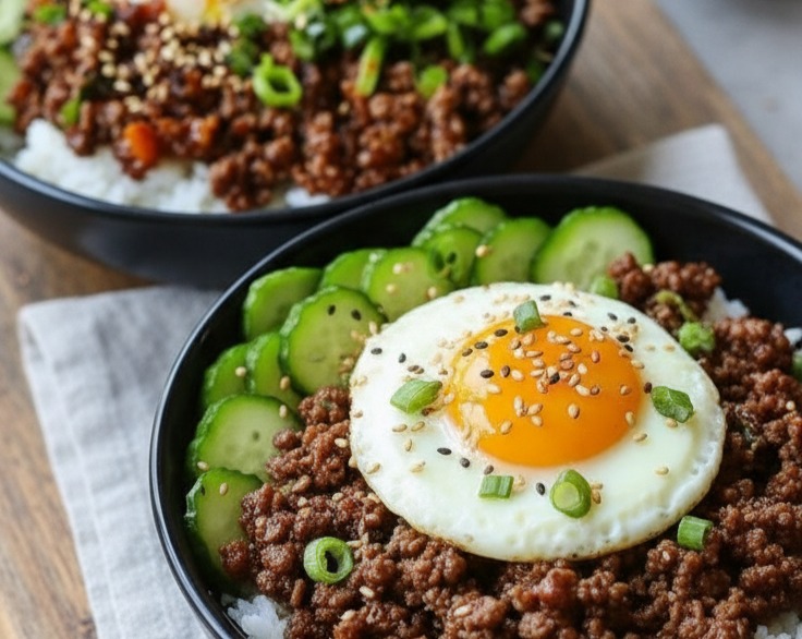 Easy Korean Ground Beef Bowl Yummy Weeknight Meal Prep serving