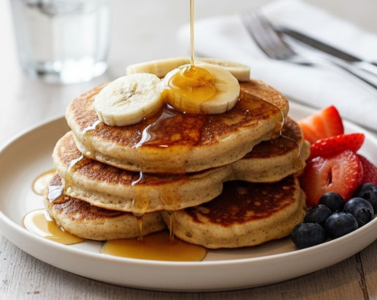 3 Ingredient Banana Oatmeal Pancakes Recipe Easy Good Breakfast serving