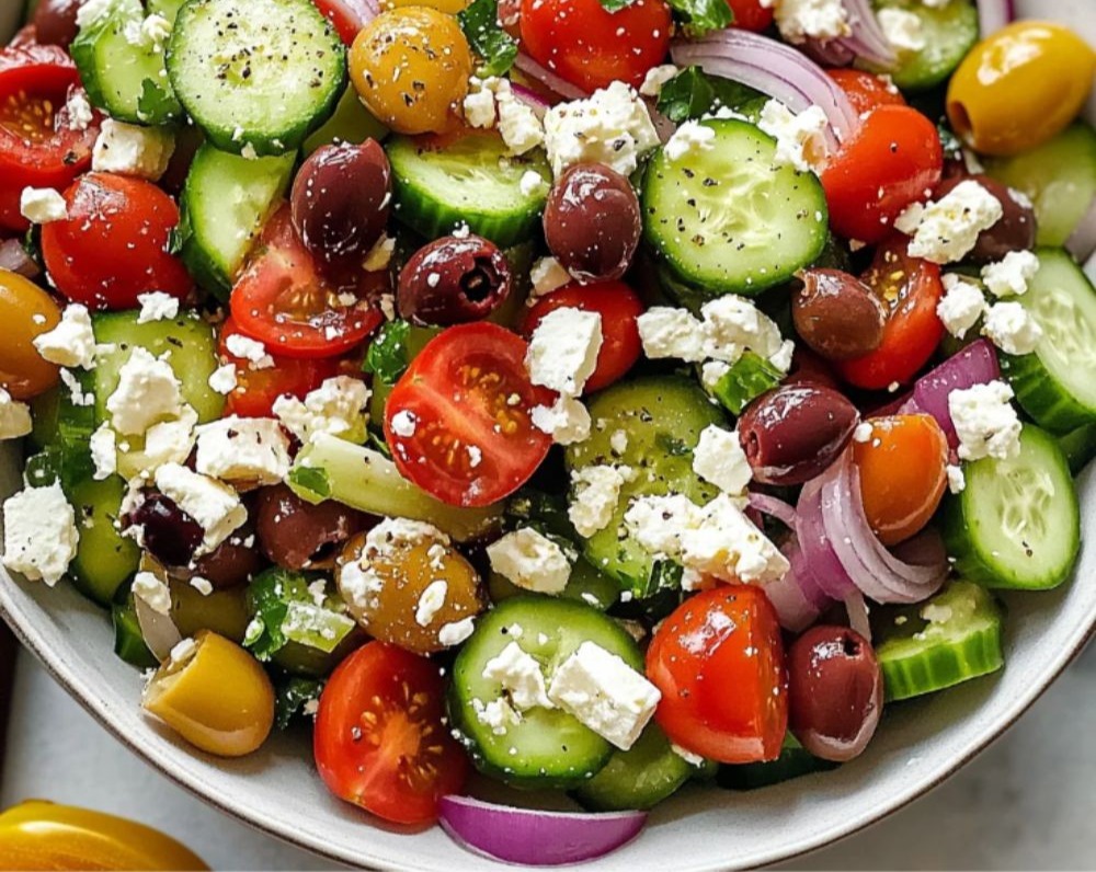 Easy Mediterranean Cucumber Tomato Salad with Fresh Herbs overview