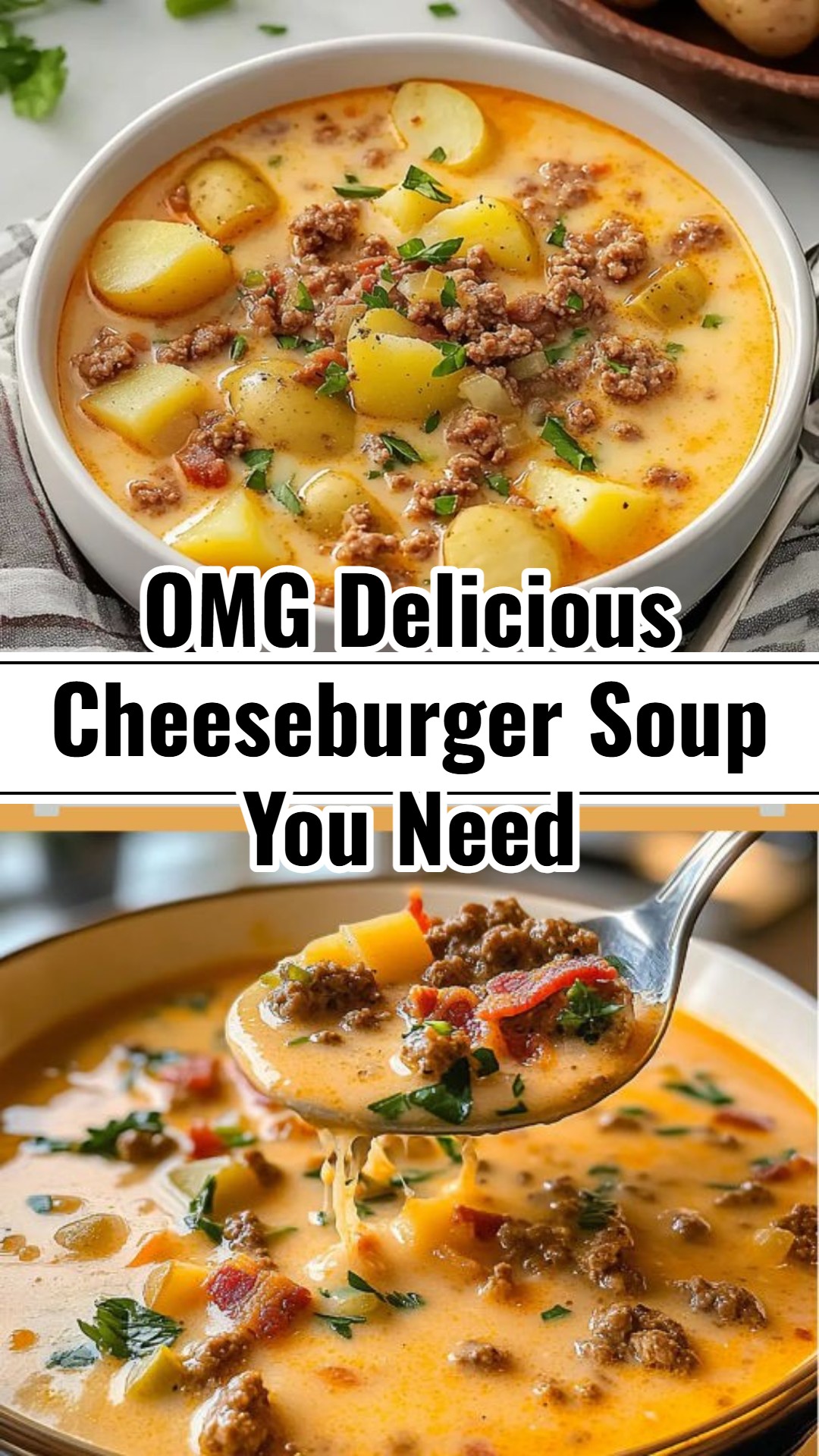 Delicious Grandma's Creamy Cheeseburger Potato and Ground Beef Soup