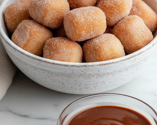 Easy Air Fryer Churro Bites: Fluffy Baked Dessert Fun Snack serving