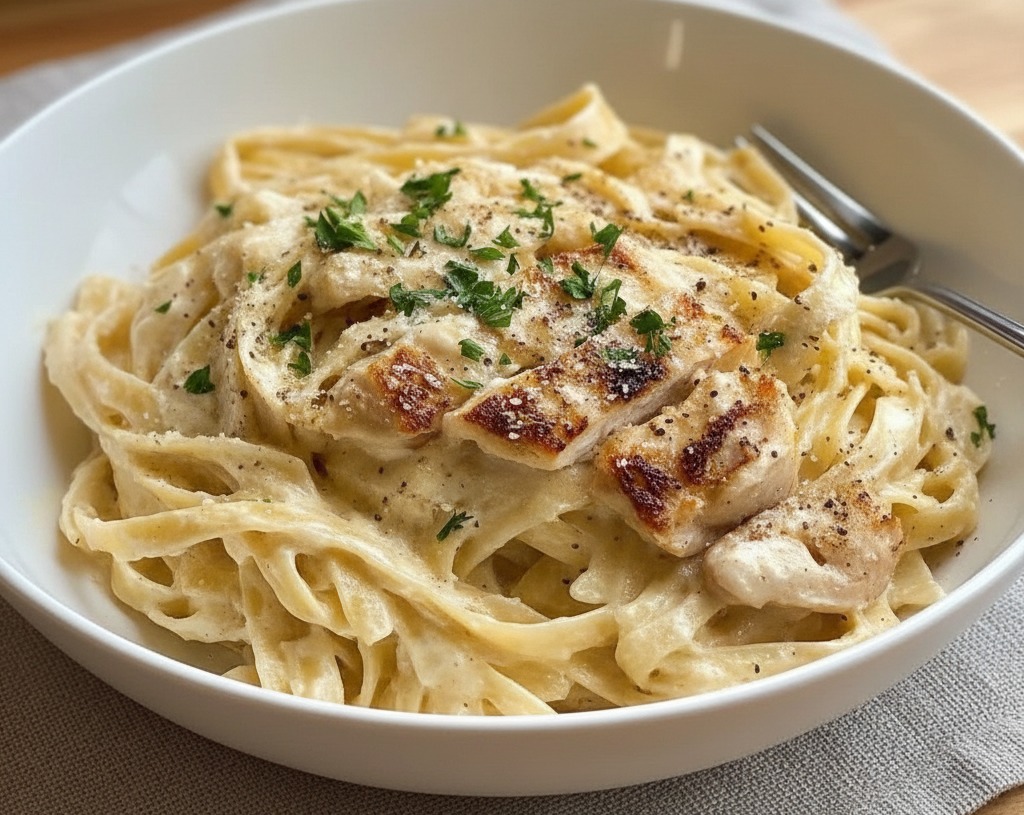 Easy Yummy Fettuccine Alfredo: Perfect Pasta for Lunch or Dinner serving