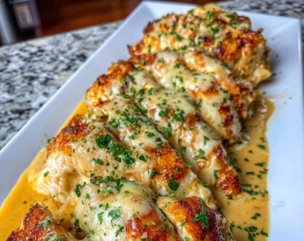 Creamy Parmesan Crusted Chicken serving