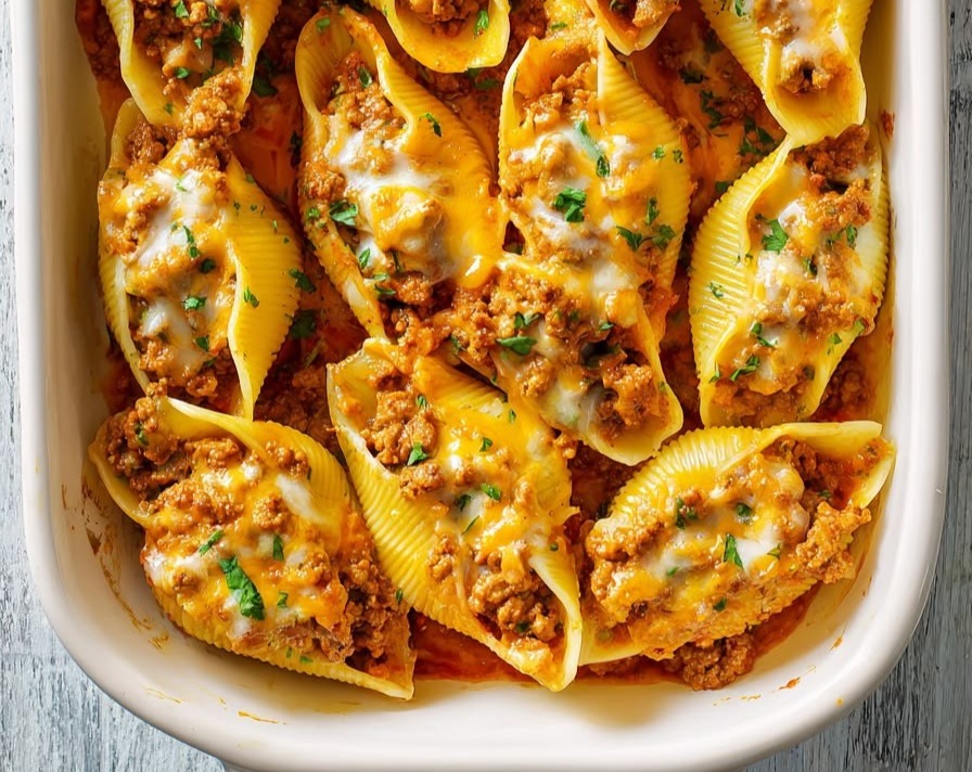 easy BEST Taco Pasta Ground Beef Pasta Tasty main Dishes serving